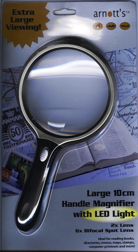 Image for 10cm Circular Magnifier with LED Light 2X Magnification 6X Spot Lens