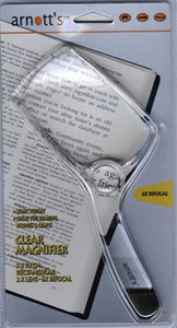 Image for 9cm x 5.5cm Rectangular Magnifier with clear handle 2X Magnification 6X Spot Lens
