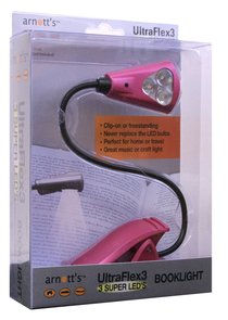 Image for UltraFlex3 Triple Super LED Booklight - Pink Colour (uses 3 AAA Batteries)