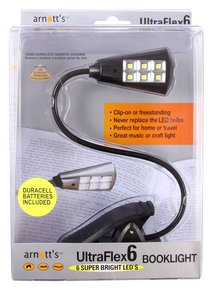 Image for UltraFlex6 Six Super LED Booklight - Black Colour (uses 3 AAA Batteries included)