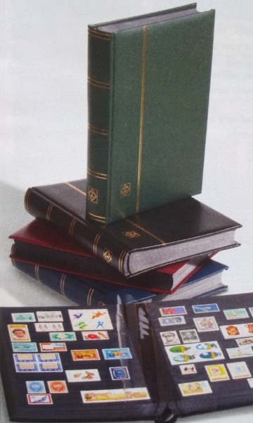 Image for Stamp Album: A4 Premium Stockbook 32 Black Pages - Green Padded Leatherette Cover