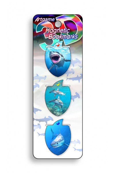 Image for Sharks 3D Magnetic Bookmark 3 pack
