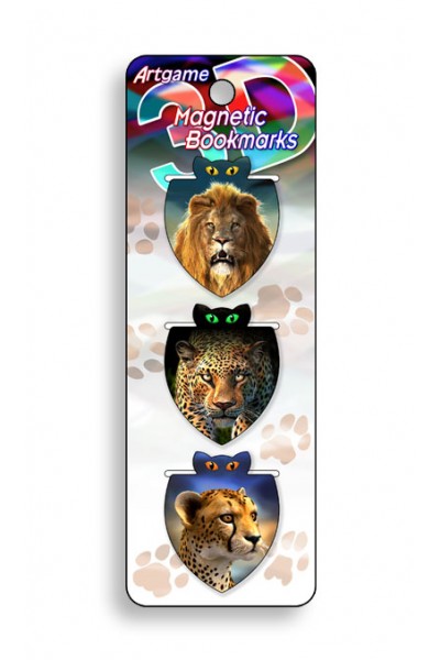Image for African Cats 3D Magnetic Bookmark 3 pack