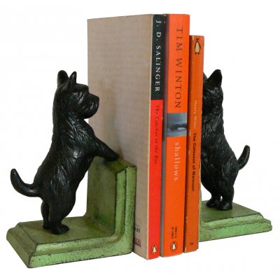 Image for Hand Painted Cast Iron Scotty Dog Bookends - Green Base