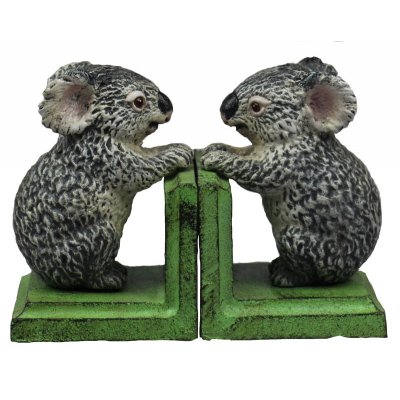 Image for Hand Painted Cast Iron Koala Bookends - Green Base *** Temporarily Out of Stock ***