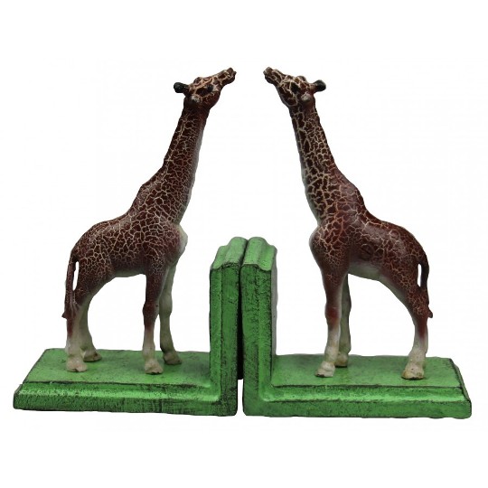Image for Hand Painted Cast Iron Giraffe Bookends - Green Base