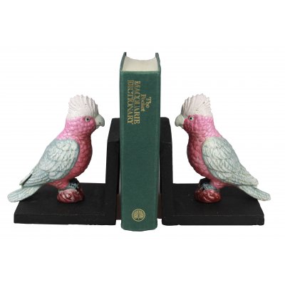 Image for Hand Painted Cast Iron Galah Bird Bookends - Black Base *** Temporarily Out of Stock ***