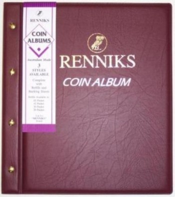 Image for Renniks Coin Album - Red padded leatherette cover - including 6 coin album pages 